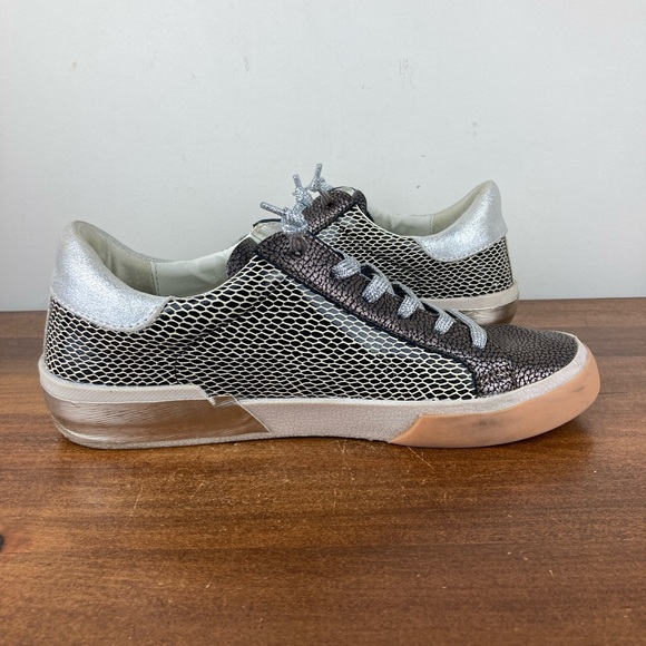 Dolce Vita Zina Mercury Leather Sneakers Silver Snake Print Women’s Size 8. - Picture 6 of 11